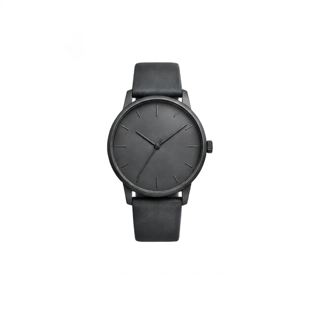 Black wristwatch isolated on its own transparent layer