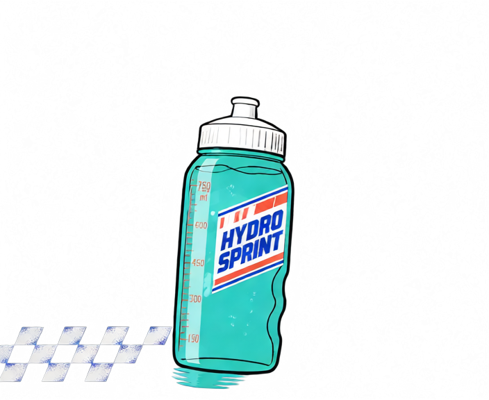 Example output layer: the sports bottle and a checkered strip alone on a transparent canvas, with the rest of the picture on other layers