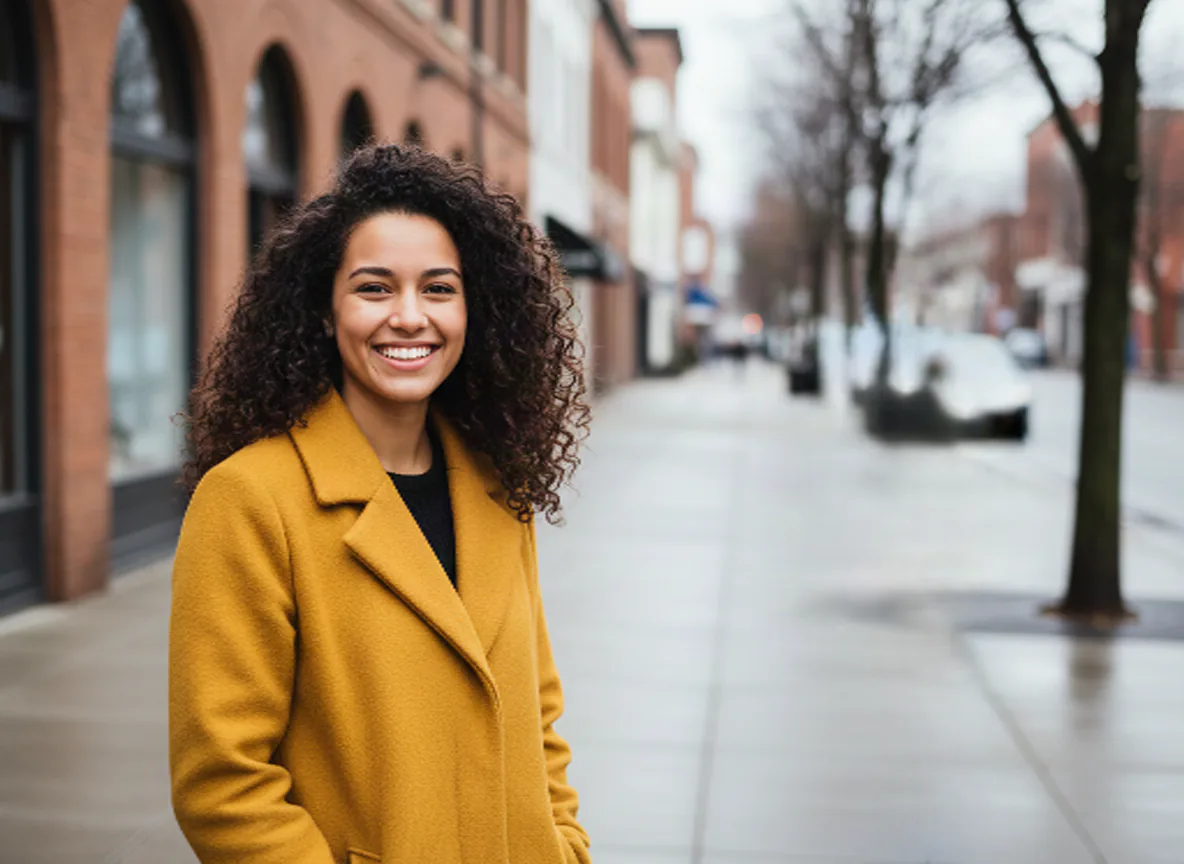The same street portrait with the passer-by removed from the background