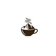 The “Central coffee cup mountain steam icon” layer from the Coffee roastery emblem example