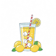 Glass, lemons and straw