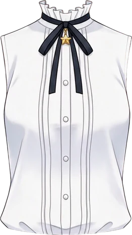 Layer: White blouse with black ribbon